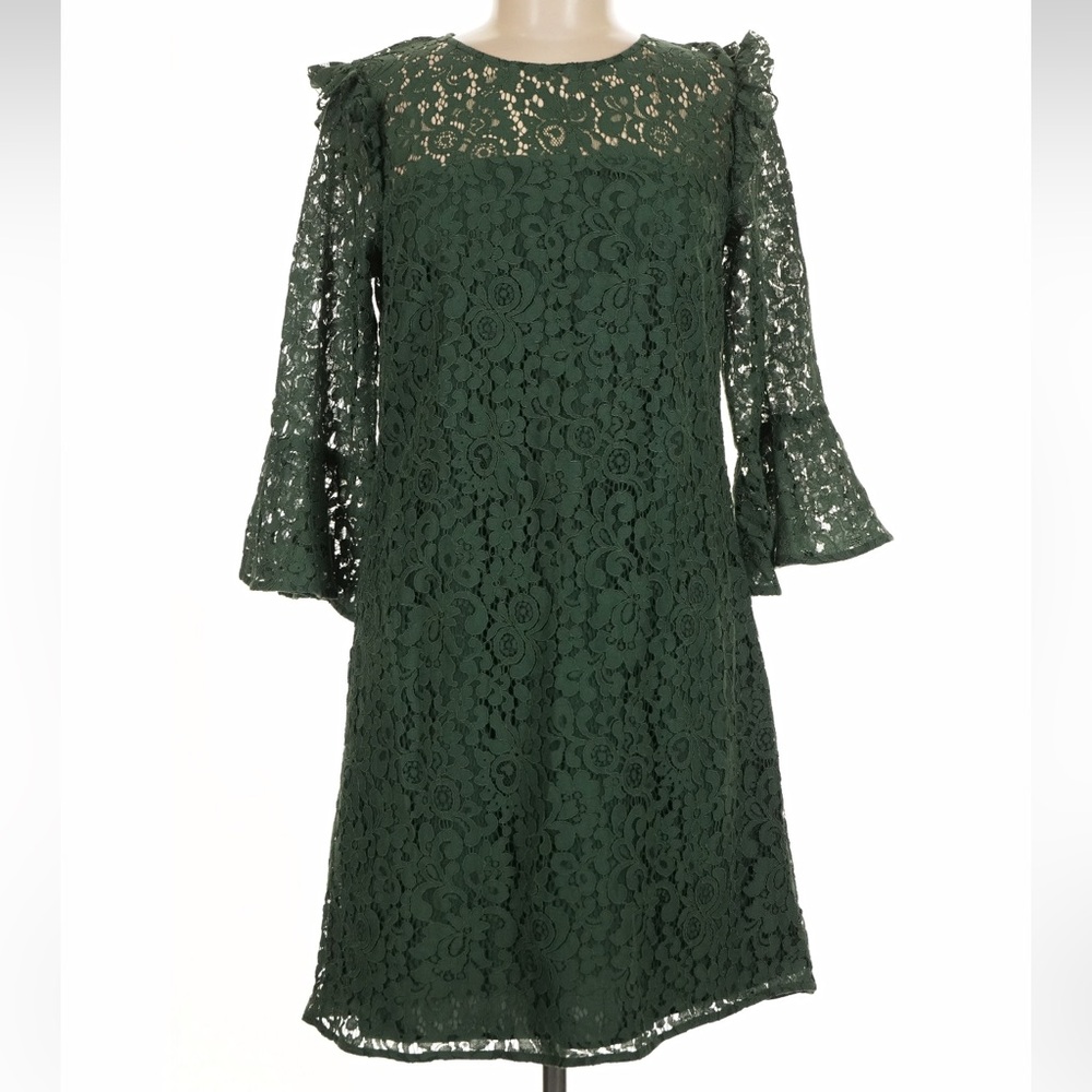 NWT Ann Taylor Forest Green Lace Fit-and-Flare Dress